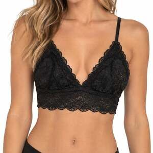 Maiden Form Black Lace Longline Triangle Bralette with Adjustable Straps